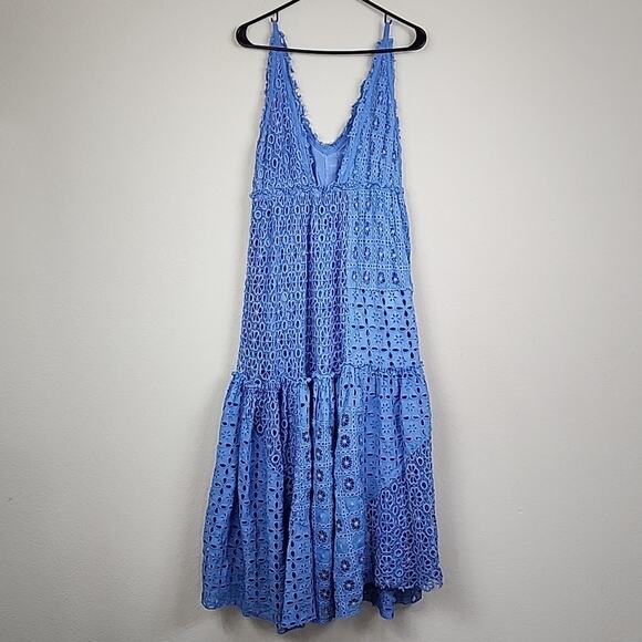 Free People Yesenia Medium Blue Crochet Patchwork Dress - Picture 5 of 13